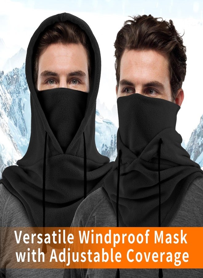 Oldelf Ski Mask Fleece Mask Warm Balaclava Stay Warm and Comfortable Face Mask for Men Women Breathable Sports Mask- Black - Image 2